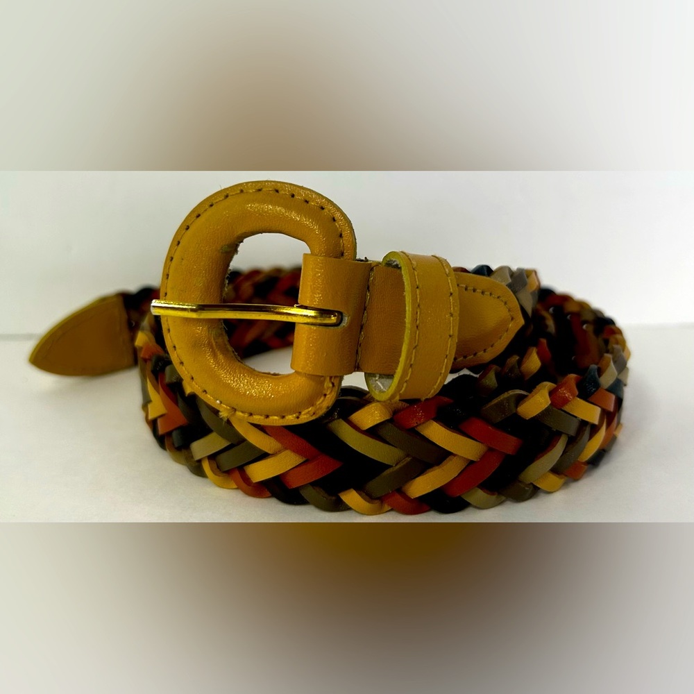 Genuine Leather Braided Belt Women's M/L  Adjustable Colorful Browns